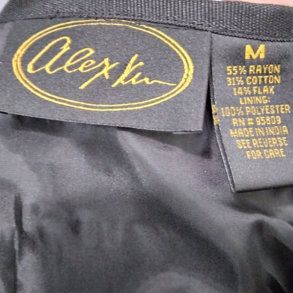 Alex Kim | Black Floral Embroidered Appliqué Linen Jacket Boho Fall|  | Size M - Picture 7 of 8